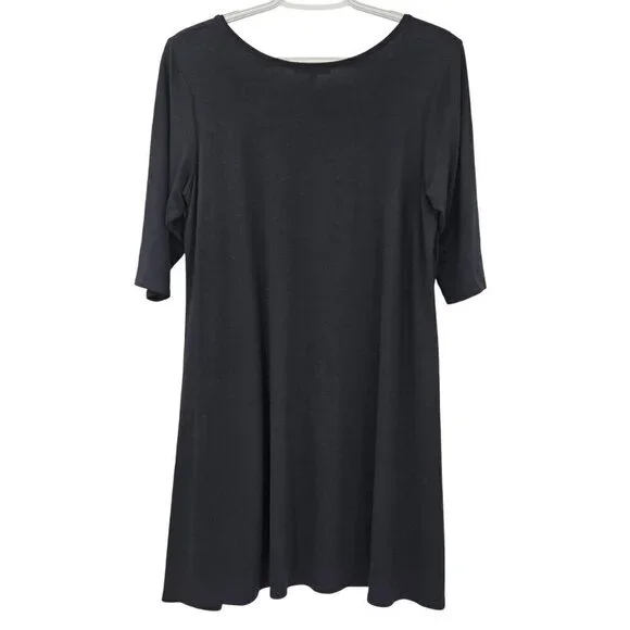 Eileen Fisher Jersey Knit Scoop Neck Tunic Top Black Women’s Size M Minimalist - Picture 2 of 9